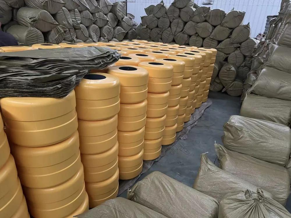 Packed roller barrier components in a warehouse